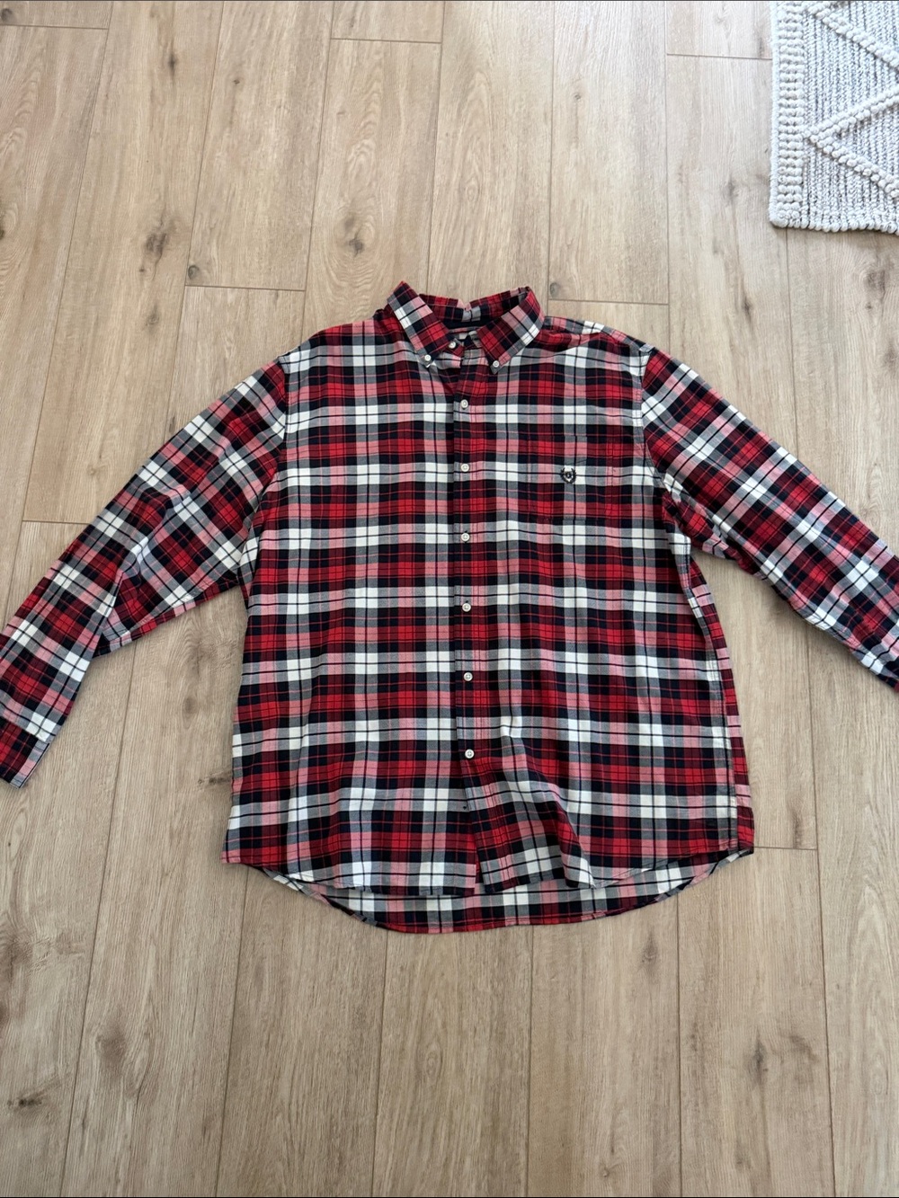 Chaps Red Black White Plaid Button-Down Shirt - Classic Casual